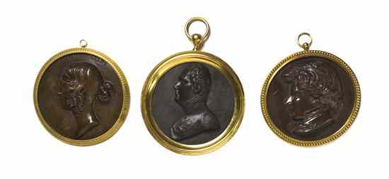 Appraisal: A Collection of Three Continental Patinated and Gilt Bronze Portrait