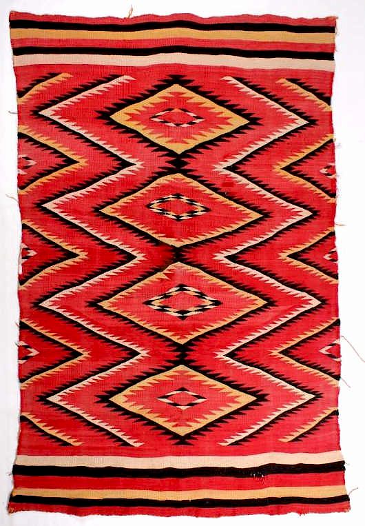 Appraisal: Early Navajo Eye Dazzler Pattern Wool Rug c For your