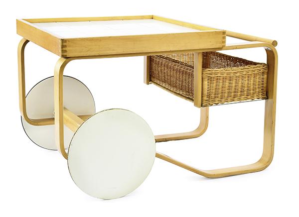 Appraisal: AN ALVAR AALTO AUTO TROLLEY c s Finland Laminate and