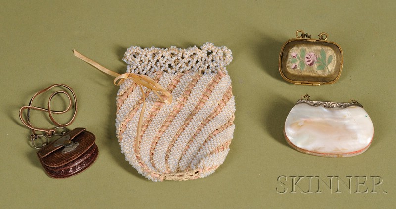 Appraisal: Four Doll Purses early th century various materials very good