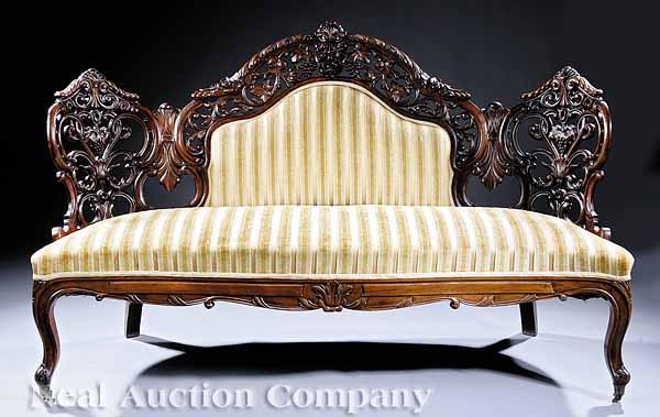 Appraisal: An American Rococo Carved and Laminated Walnut Settee mid- th