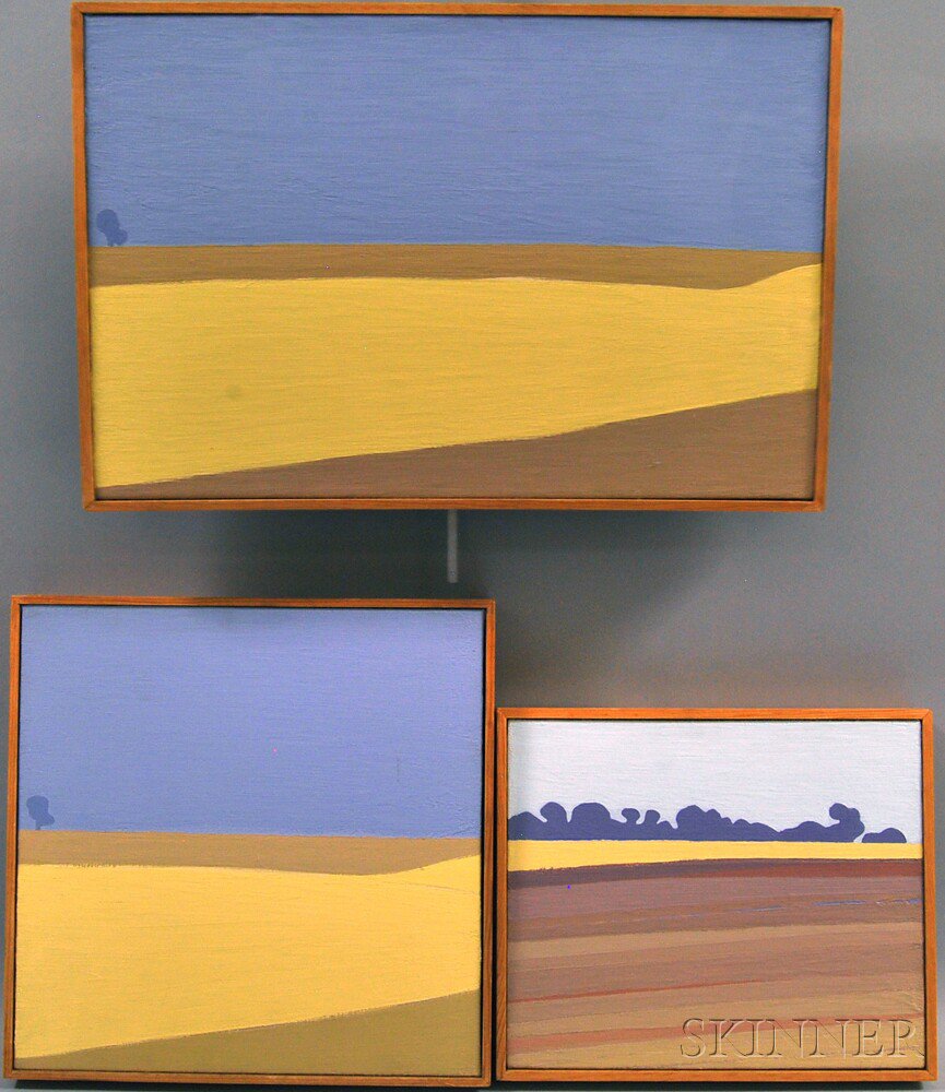 Appraisal: Reba Stewart American - Three Landscapes Winter Wheatfield Winter Wheatfield