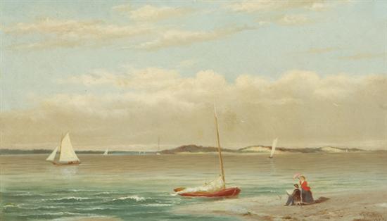 Appraisal: TROTTER NEWBOLD HOUGH American - Artist at the Beach oil