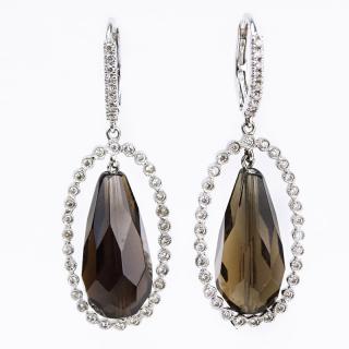 Appraisal: Approx Carat Briolette Cut Smokey Topaz Carat Diamond and Karat