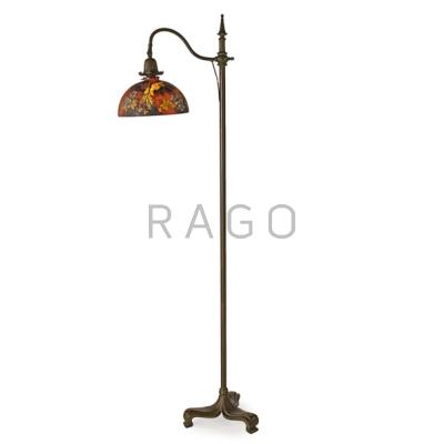 Appraisal: HANDEL Rare adjustable floor lamp with birds of paradise in