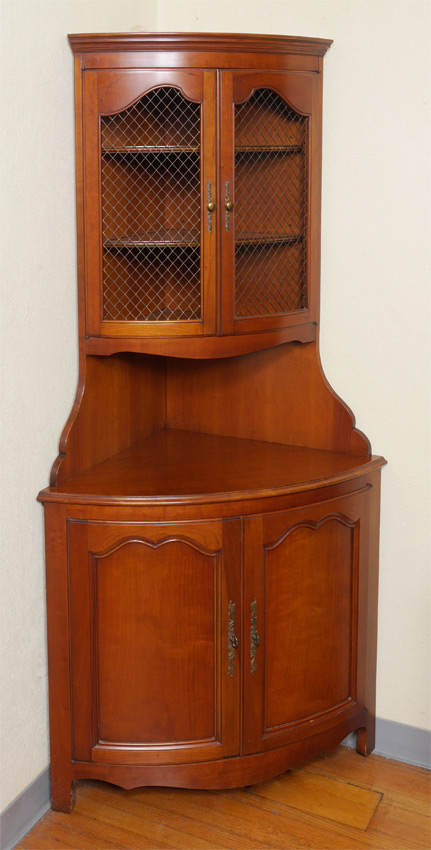 Appraisal: JOHN WIDDICOMB COUNTRY FRENCH STYLE CORNER CABINET In two parts