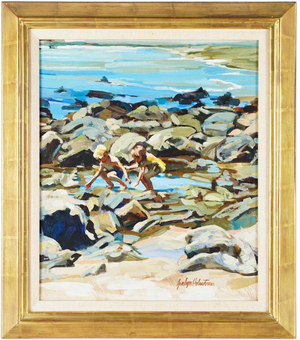 Appraisal: GRAYLN HOLMSTROM B CHILDREN ON THE BEACHoil on board signed