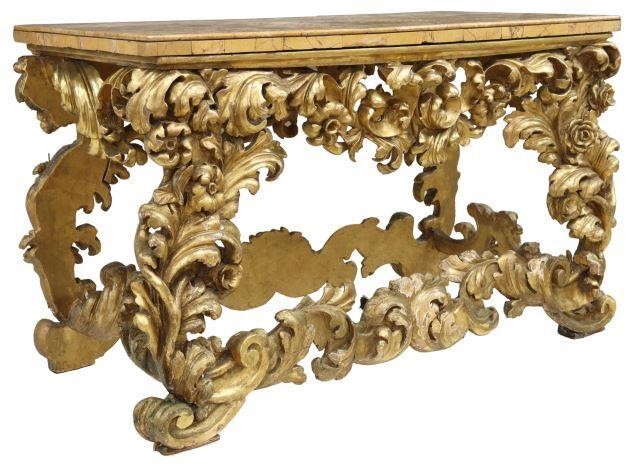 Appraisal: Italian Baroque style giltwood center or console table th th