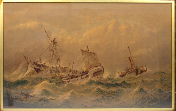 Appraisal: William Broame - Two oileographs of ships in distress attended