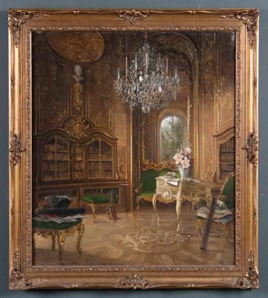 Appraisal: George Schobel German - Salon Interior oil on canvas signed