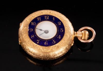 Appraisal: A lady's gold half-hunter pocket watch the engraved case with