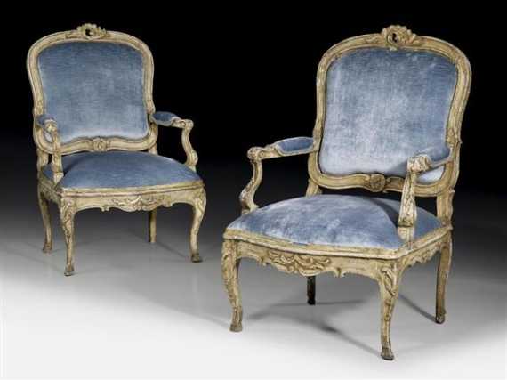 Appraisal: PAIR OF LARGE FAUTEUILS A LA REINE Louis XV Northern