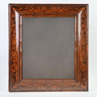 Appraisal: William Mary seaweed marquetry mirror th c molded walnut frame