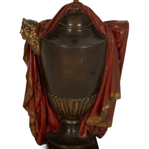 Appraisal: A Regency Style Painted and Parcel Gilt Cast Iron Urn