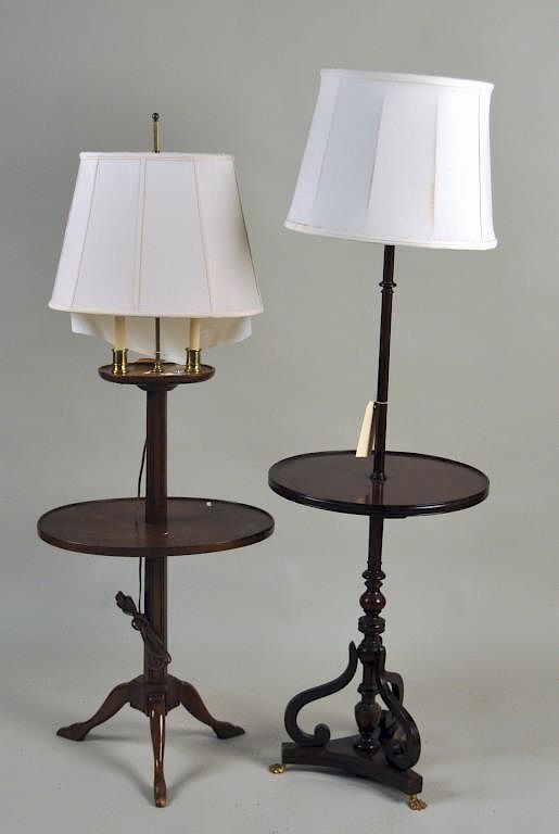 Appraisal: Two Custom Antique Style Wood Floor Lamps comprising a lamp