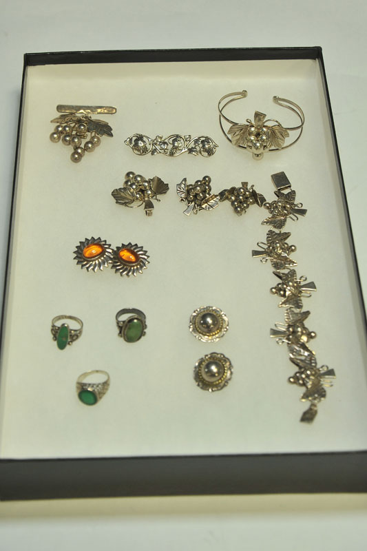 Appraisal: ELEVEN PIECES JEWELRY All Sterling most Mexican Lot includes cuff