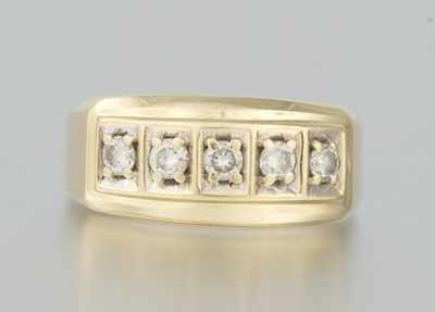 Appraisal: A Gentleman's Diamond Ring k yellow gold ring set across