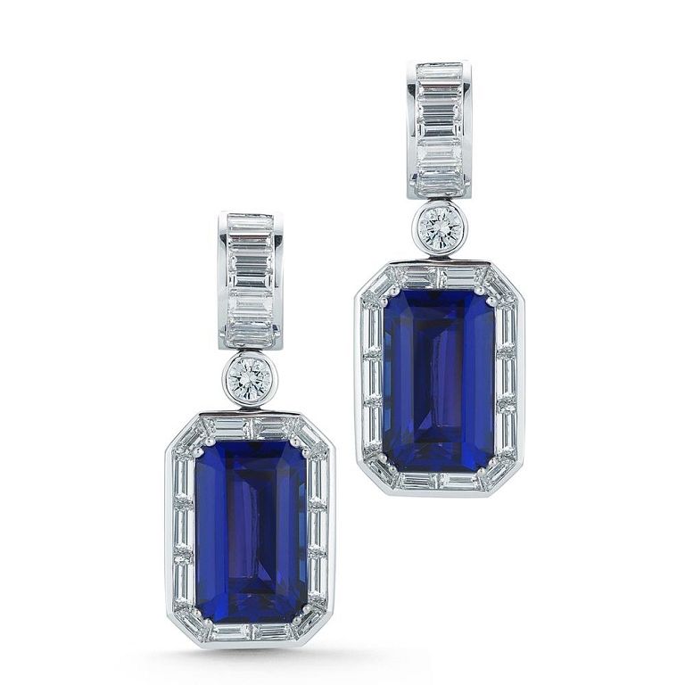 Appraisal: DECO TANZANITE EARRING DECO TANZANITE EARRING With a sophisticated Art