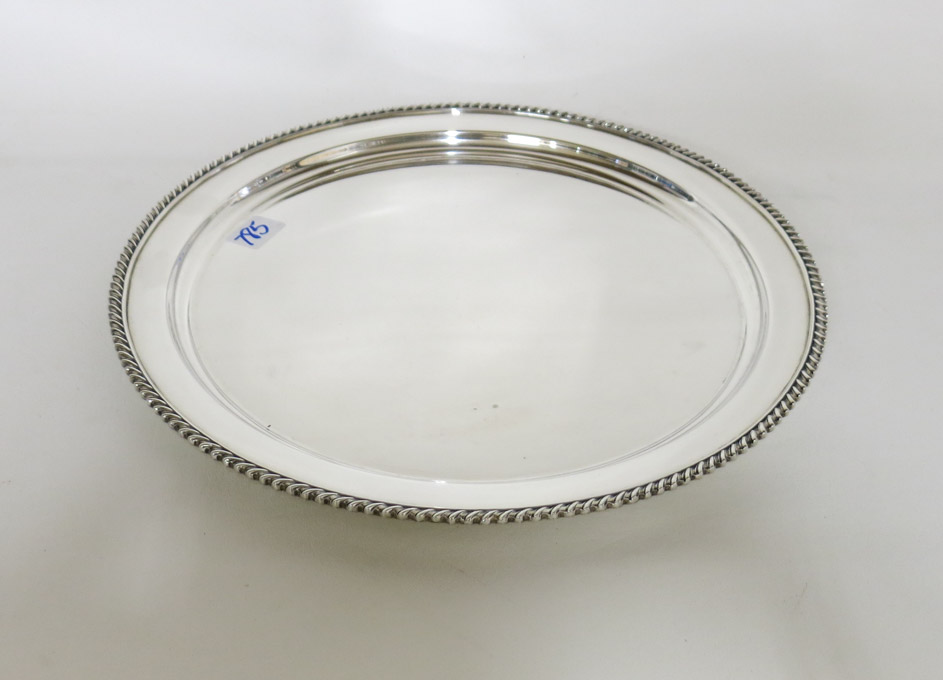 Appraisal: SHREVE CO STERLING SILVER ROUND TRAY Diameter inches Weight troy