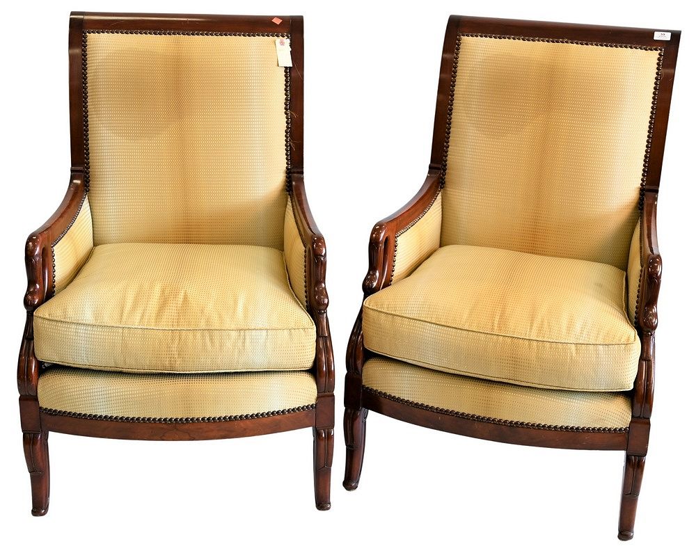 Appraisal: Pair of French Style Mahogany Chairs height inches width inches