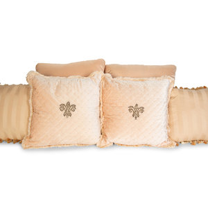 Appraisal: Six Light Coral Silk and Velvet Pillows th Century two