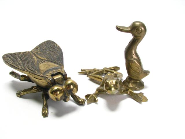 Appraisal: Group of Three Brass Animal Figures including a fly ashtray