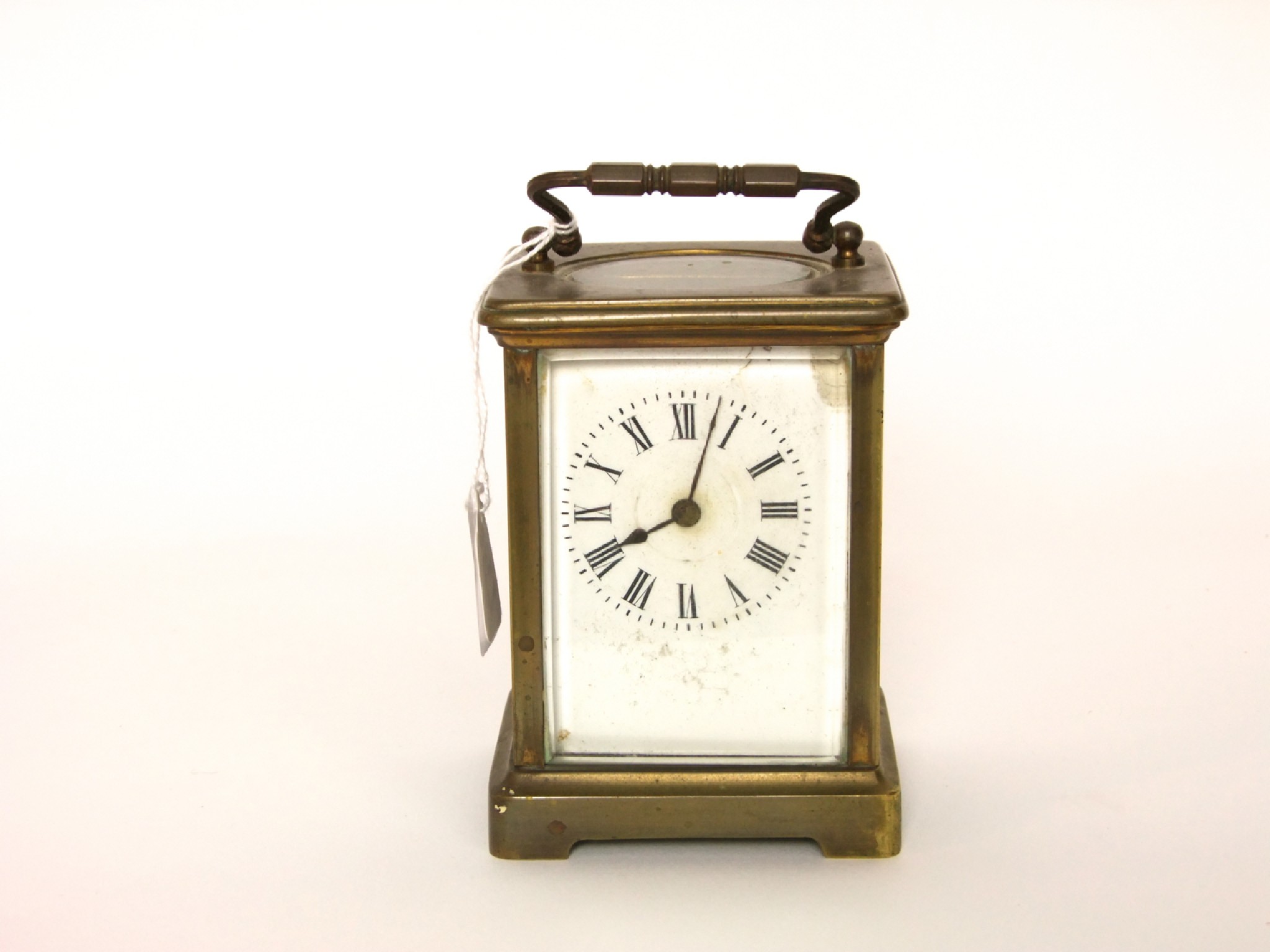 Appraisal: A simple brass carriage clock with eight day timepiece