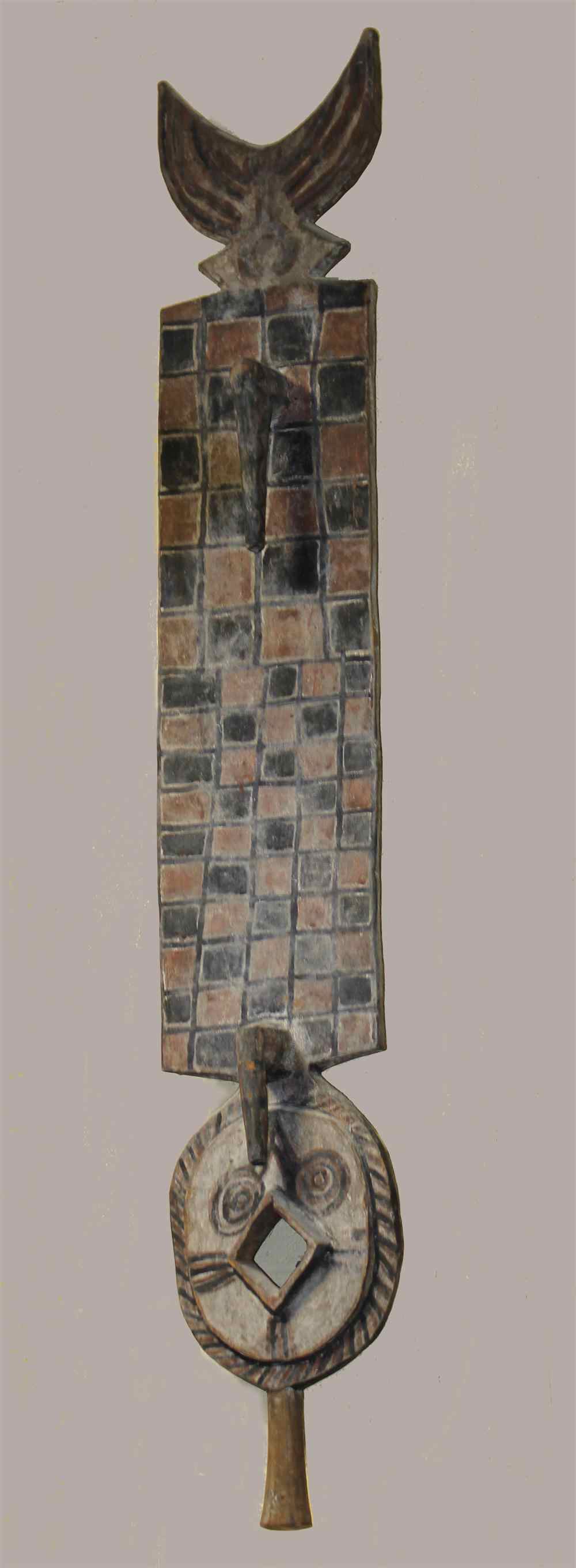 Appraisal: BWA PLANK MASK BURKINA FASO painted plank shaped with a