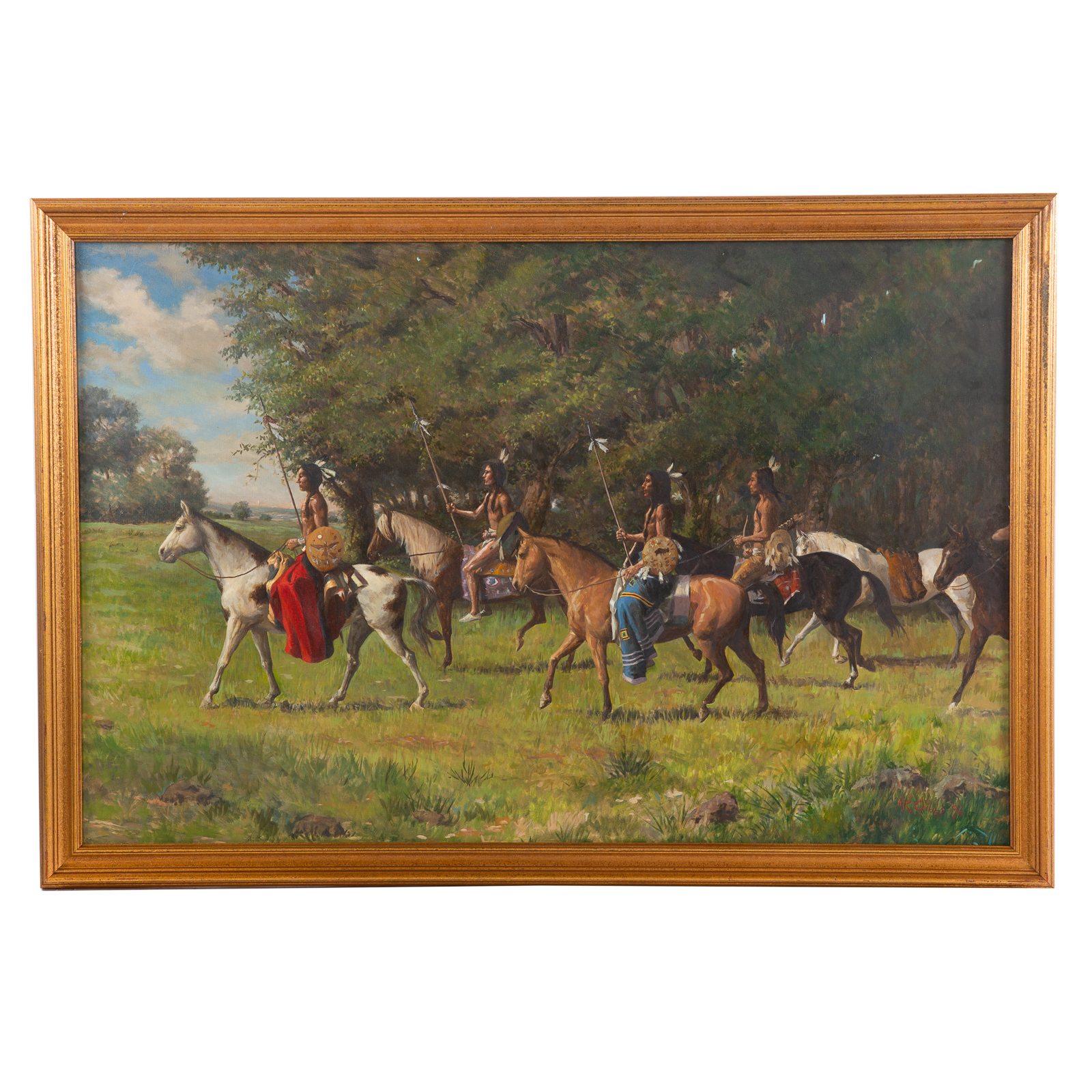 Appraisal: NATHANIEL K GIBBS NATIVE AMERICANS RIDING OIL American - Oil