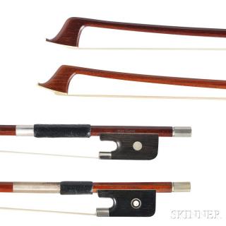 Appraisal: Two Nickel-mounted Violoncello Bows the octagonal sticks stamped ALFRED KNOLL