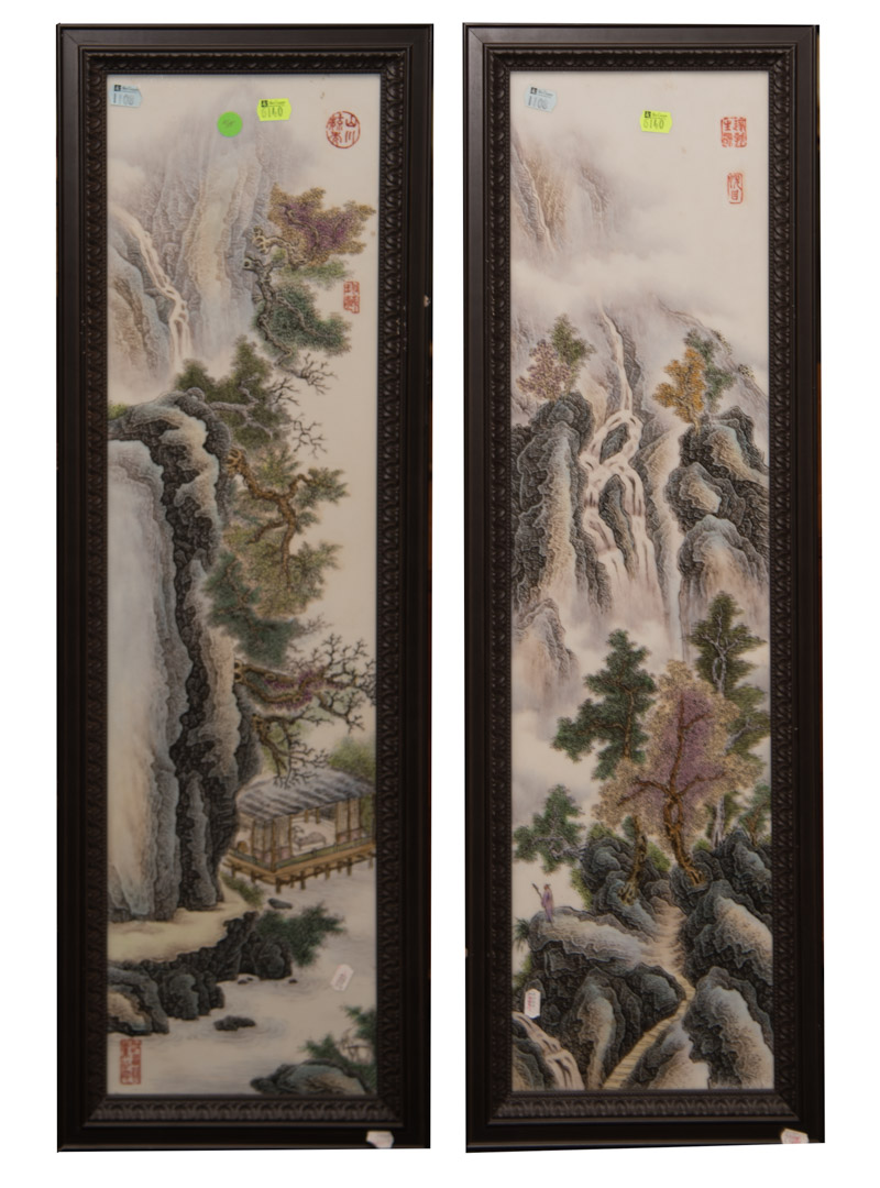 Appraisal: Pair of oriental painted porcelain plaques