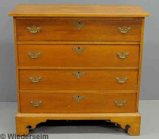 Appraisal: New England Chippendale birch wood chest of drawers late th