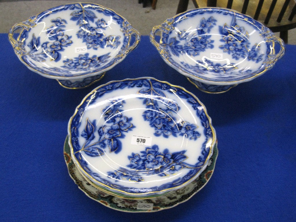 Appraisal: Two Copeland Late Spode tazzas and plate two Wedgwood cabbage