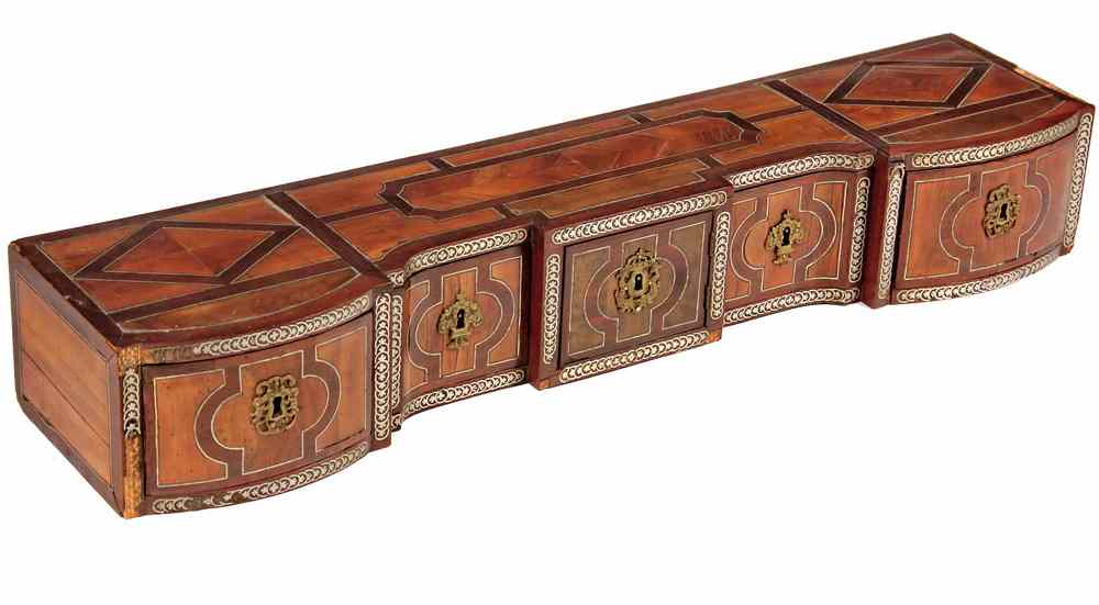 Appraisal: DESK GALLERY - Austrian Rosewood Marquetry and Silver Inlay having