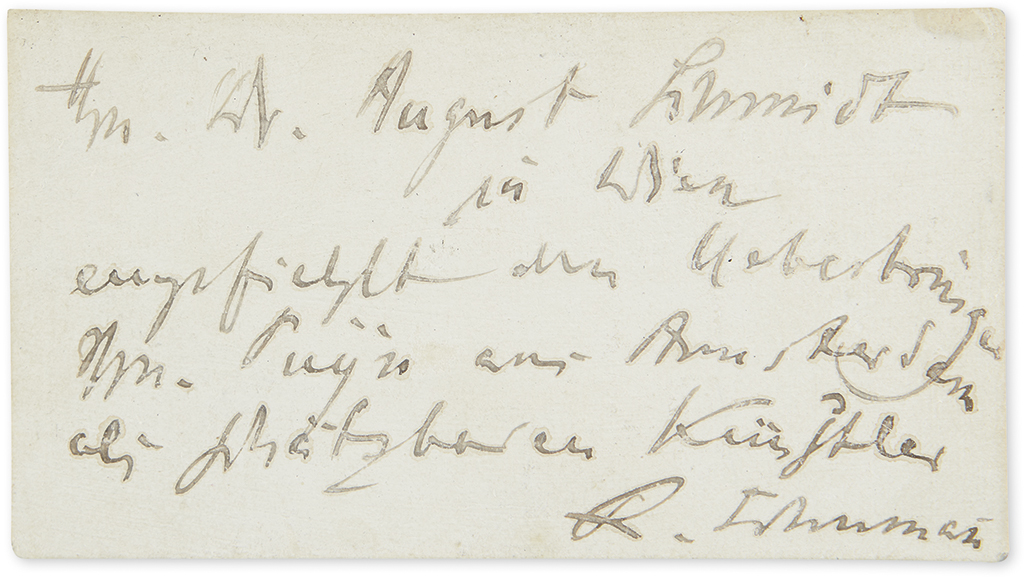 Appraisal: SCHUMANN ROBERT Autograph Note Signed R Schumann to music writer