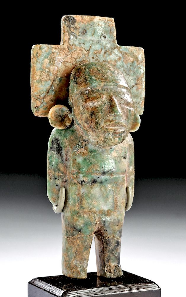 Appraisal: Fabulous Teotihuacan Stone Standing Figure w Headdress Pre-Columbian Mexico Teotihuacan