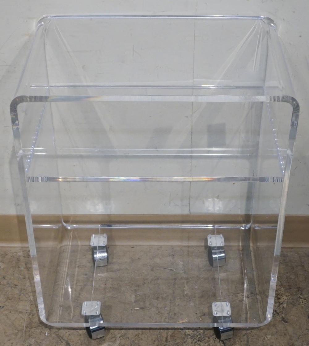 Appraisal: Modern Acrylic Rolling Side Cart HWD x x in x