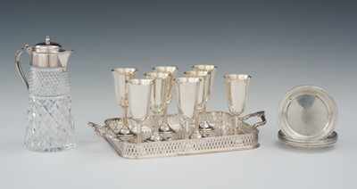 Appraisal: A Group of Sterling Silver Cordials and Silver Plate Objects