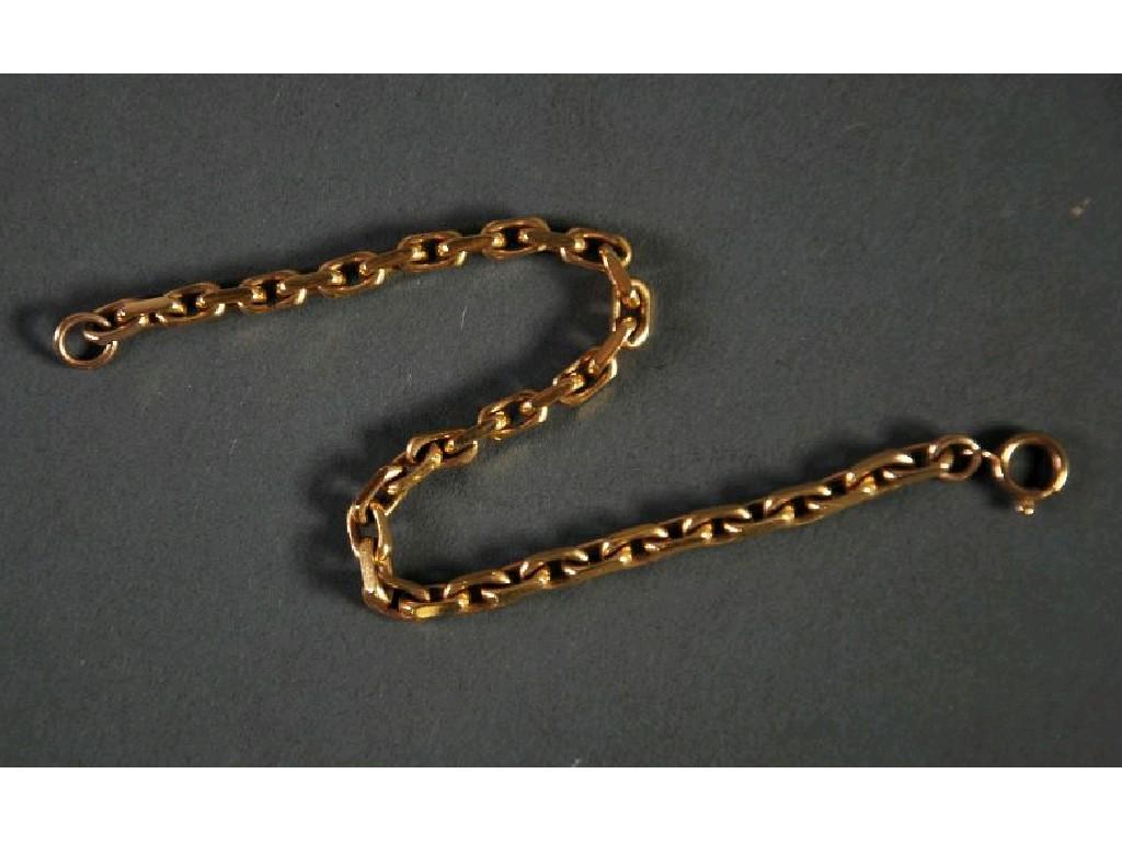 Appraisal: CONTINENTAL GOLD COLOURED METAL CHAIN BRACELET with ring clasp gms