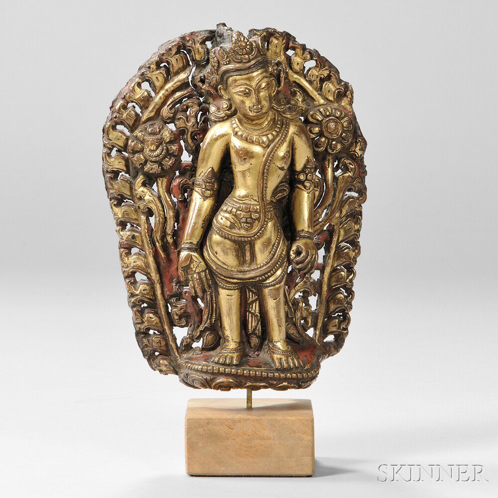 Appraisal: Fragment of a Gilt-bronze Figure of Padmapani Tibet Nepal th