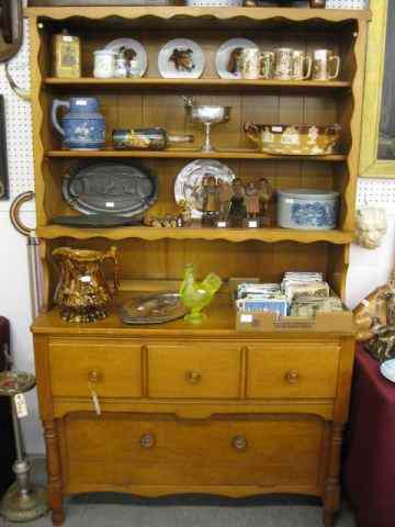 Appraisal: Whitney Maple Hutch open shelves above lower drawers and drop