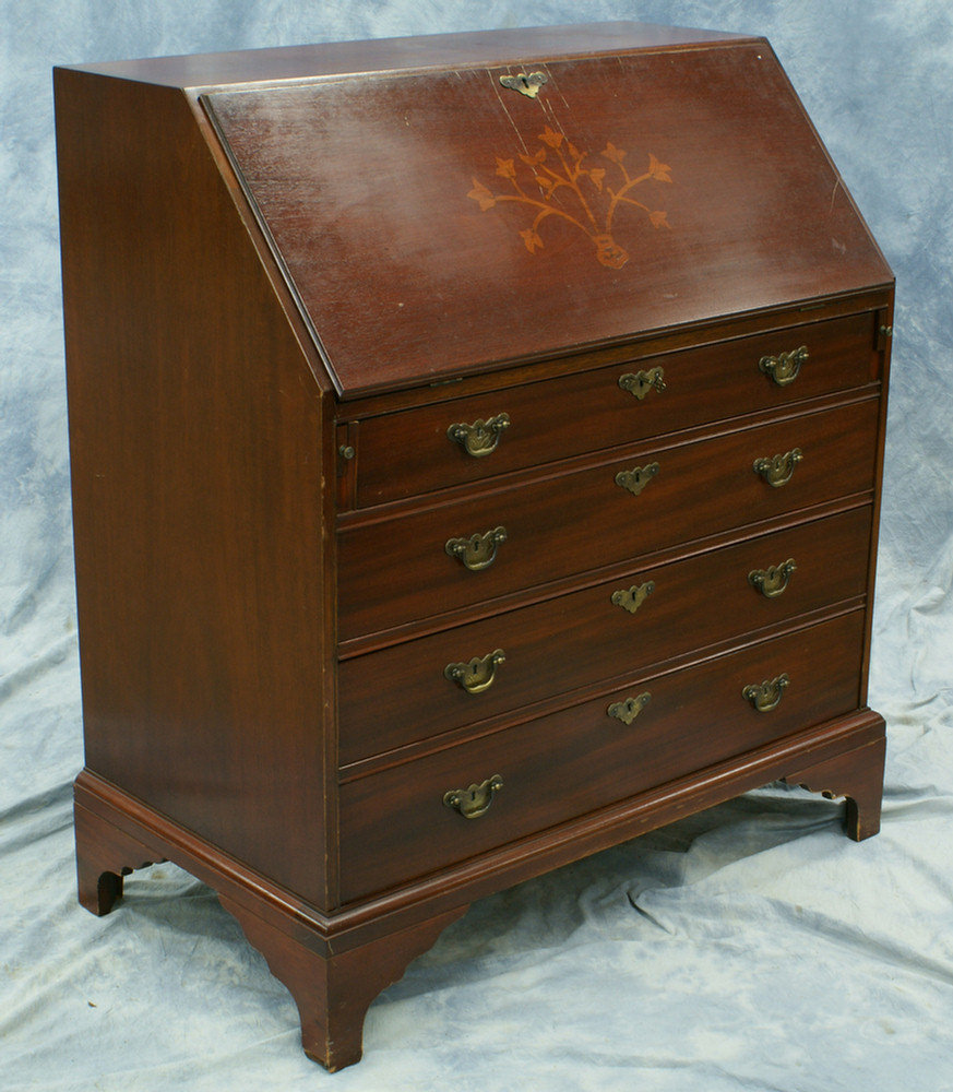 Appraisal: Inlaid mahogany Federal style slant front ladies desk by Colonial