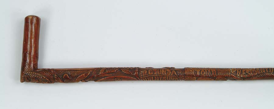 Appraisal: CANE CARVED FOLK ART CANE Attributed to the Thomas Jefferson