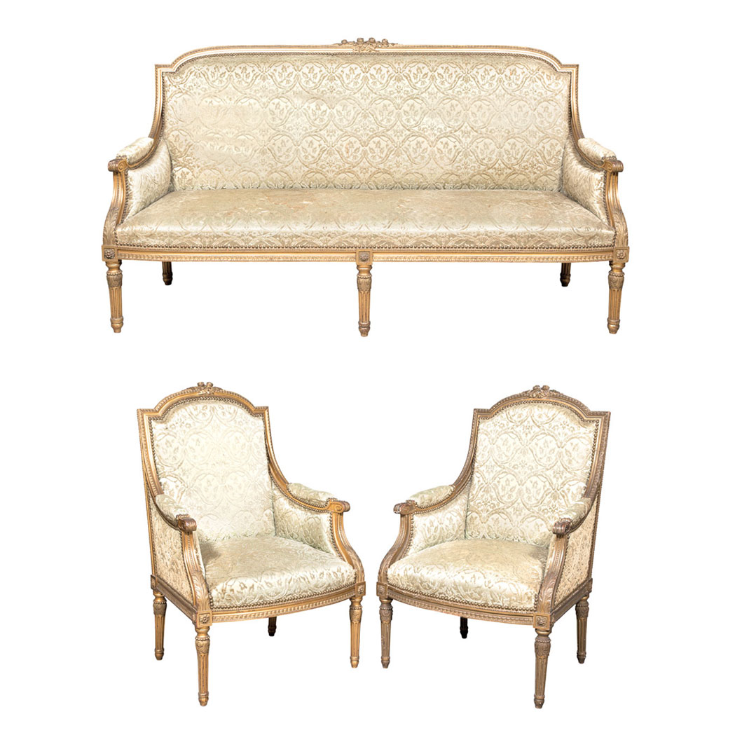 Appraisal: Louis XVI Style Gilt-Wood Salon Suite Late th early th