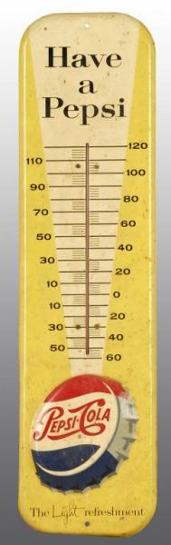 Appraisal: Tin Pepsi-Cola Advertising Thermometer Description Some pitting and staining Condition