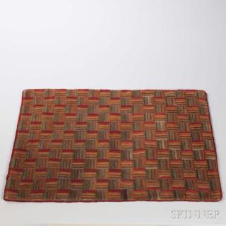 Appraisal: Small Geometric Mat late th early th century basketweave pattern