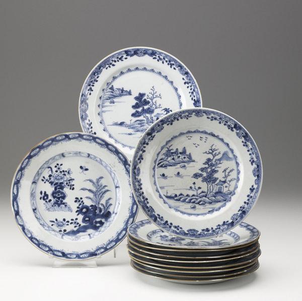 Appraisal: CHINESE EXPORT Grouping of eleven blue and white plates late