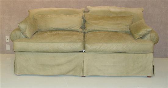 Appraisal: Hickory Chair Sage Green Leather Sofa Late th Century Two