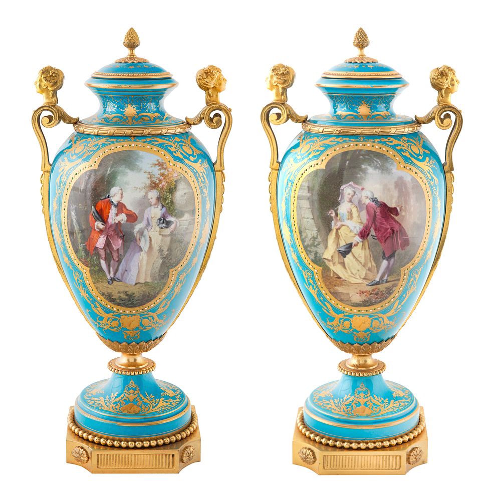 Appraisal: A PAIR OF FRENCH SEVRES STYLE PORCELAIN VASES LATE TH-EARLY