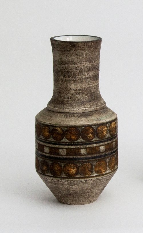 Appraisal: Troika A rough glaze urn with bands of abstract spheres